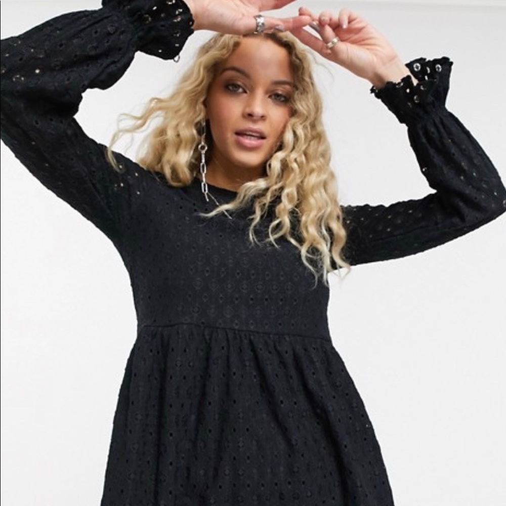 Topshop Black Eyelet Dress